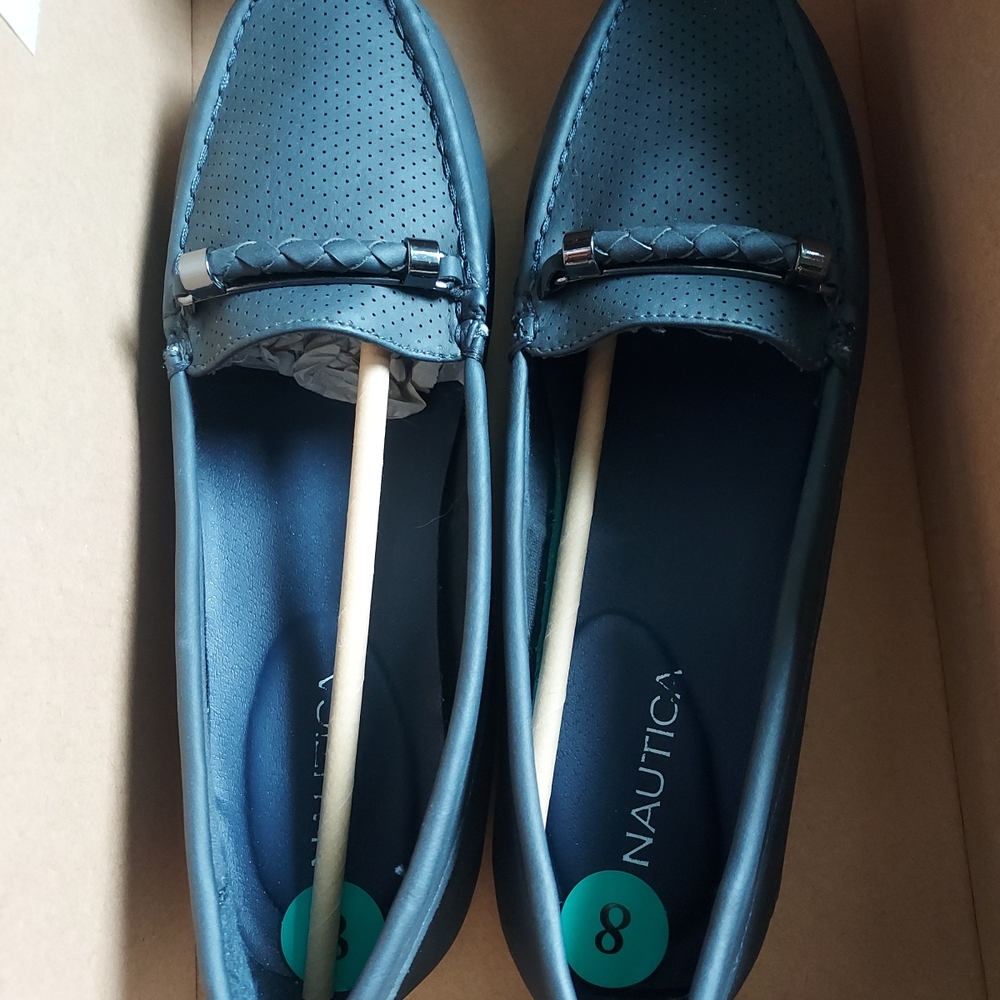Nautica Womens Dark Blue Flats Slip-On Loafers Size 8